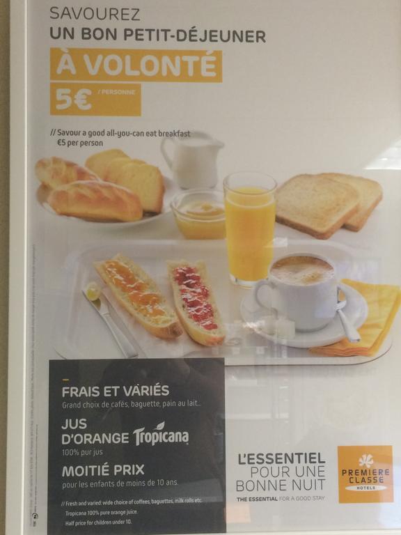 Premiere Classe Évreux מראה חיצוני תמונה Breakfast menu